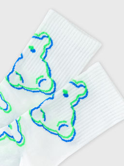 Цена за 5 пар! Носки детские белые с контурным рисунком в виде медведя - Mark formelle фото 4