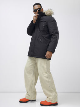 Парка мужская зимняя удлиненная с мехом черного цвета 606_1Ch - Mtforce фото 14