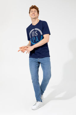 Erkek Lacivert Bisiklet Yaka Ti__rt