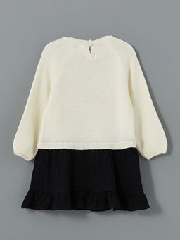 Bisiklet Yaka Triko Kurdele Detayl? K?z Bebek Elbise