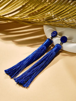 Серьги Кисти гармония, цвет синий L кисти 9.5 см