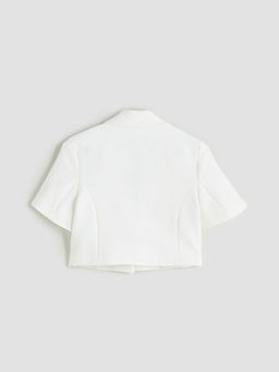 ?i?ekli K?z ?ocuk Crop Ceket