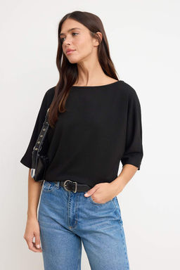 Antrasit Relaxed Kay?k Yaka Yarasa Kol Truvakar Crop Soft Touch Orme Bluz TWOSS26BZ00059 - Trendyolmilla фото 17