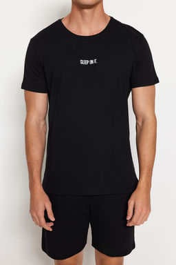 TRENDYOL MAN Siyah Regular Fit Orme Sortlu Pijama Tak?m? TMNSS23PT00038 - Trendyolmilla фото 4