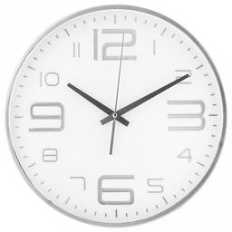 Часы настенные "Бархат-2" д35х4,4см, мягкий ход, циферблат белый, цифры радужные, стрелки серебро, пластм. серебро, в коробке (Китай)