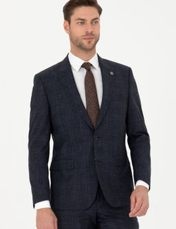 Lacivert Slim Fit Tak_m Elbise