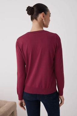 Wardrobe Essentials Bordo Merserize Gorunumlu Ince Basic Triko Kazak | TWOAW26KZ00081