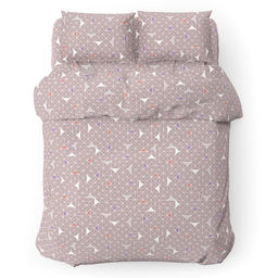 Постельное белье, комплект Дуэт (семейный) Треугольники, мокко 5 предметов: 2 пододеяльника 145х215см, евро-простыня 220х240см, 2 наволочки 70х70см с клапаном-запахом, бязь 121г/м2, хлопок 100%, упаковка классическая ПВХ 34,5х41см, Домашняя мода  фото 2