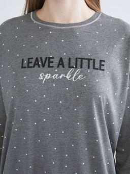 Bisiklet Yaka Bask?l? Kad?n Pijama Tak?m?