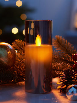 Светодиодная свеча «Серебристая», 14×5.5 см, от батареек AAx2, свечение тёплое белое