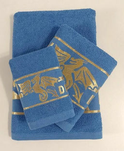 Махровое полотенце Золотой дракон- ГОЛУБОЙ 30*60 см. хлопок 100%