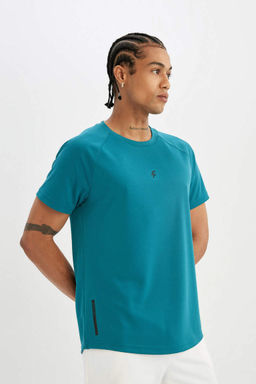 DeFactoFit Облегающая футболка с круглым вырезом для спортсменов из плотной ткани с короткими рукавами  фото 3