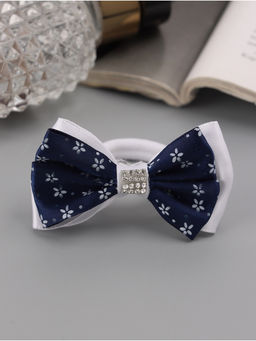 Цена за 6 шт. Бант для волос на резинке «Школьница», 6 см, бело-синий, МИКС