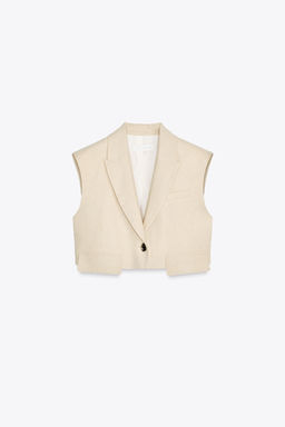 LINEN BLEND SHORT WAISTCOAT - Zara фото 15