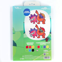 Набор цветного картона Смешарики: 4 цвета гофрокартона + 6 цветов, 230 г/м2  фото 7