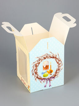 Цена за 5 шт. Коробка подарочная пасхальная с окном, с фронтальной загрузкой Верба 15?15?18 см