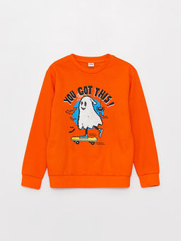 Bisiklet Yaka ?ift Y?nl? Payetli Uzun Kollu Erkek ?ocuk Sweatshirt