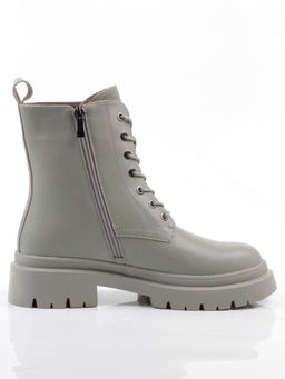 04-PAS70-3Z GRAY/GREEN Ботинки зимние женские (натуральная кожа, 100% шерсть)