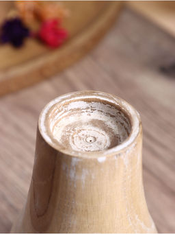 Подсвечник, d=4 см, 9×9×15 см, дерево джати, коричневый