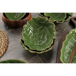 Салатник Доляна «Лист», 270 мл, 13.8×12.4 см, цвет зелёный