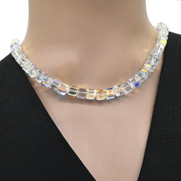 Бусы из циркона кубик с гранями 7мм цв.хрусталь хамелеон, 43см Радуга камня