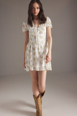 TRENDYOLMILLA Ekru Cicekli Mini Dokuma Elbise TWOSS25EL00789 фото 2