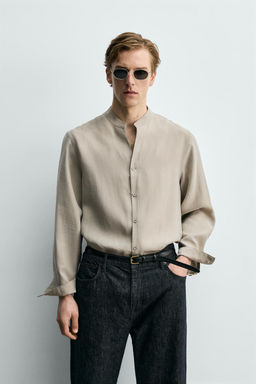 CAMISA FLUIDA CUELLO TIRA / Piedra - Zara фото 2