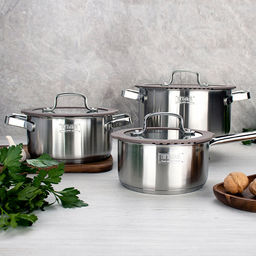 Кастрюля из нержавеющей стали Experience 5,1л, д24см, h12,3см, s0,6мм, дно д22,3см, s4мм, стеклянная крышка с широким силиконовым ободом и сливом, пароотовод, капсулированное дно, полировка внешняя - матовая, внутренняя - матовая, ручки из нержавею - Домашняя мода фото 4