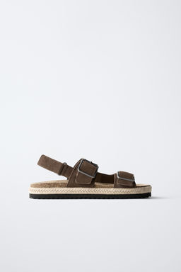 LEATHER SANDALS WITH JUTE BUCKLES