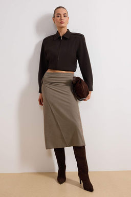 Siyah-Beyaz Anvelop Detayl? Midi Dokuma Etek TWOAW26ET00157 - Trendyolmilla фото 7