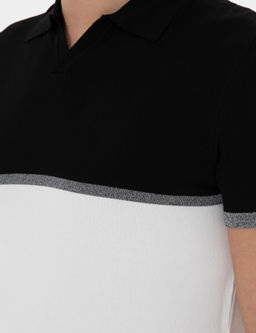 Siyah Slim Fit Apa_ Yaka Triko T-shirt