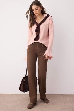 Pudra Yumusak Dokulu Kol Volanl? Triko Kazak TWOAW26KZ00085 - Trendyolmilla фото 2