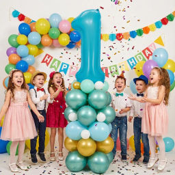 Шар фольгированный 32/81см "Цифра "1" (голубой)