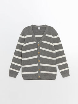 V Yaka ?izgili Erkek ?ocuk Triko H?rka