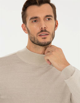Kum Melanj Slim Fit Yar_m Bal_k__ Yaka Triko Kazak - Pierre cardin фото 3