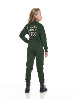 Спортивный костюм для девочки на молнии UD 7728 зелен-хаки - Mini maxi фото 2