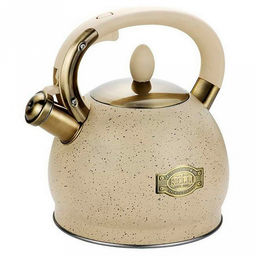 Чайник из нержавеющей стали "Kelli" 3л, со свистком, силиконовая ручка, кремовый (Китай) Подходит для всех видов плит.