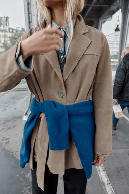 100% LEATHER JACKET WITH BELT - Zara фото 7