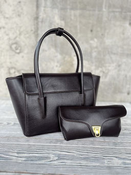 Женская кожаная сумка с клатчем 509286 Кофе