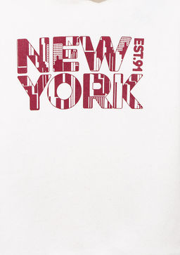 New York Bask?l? Kapusonlu Beyaz Sweatshirt - Mavi фото 5