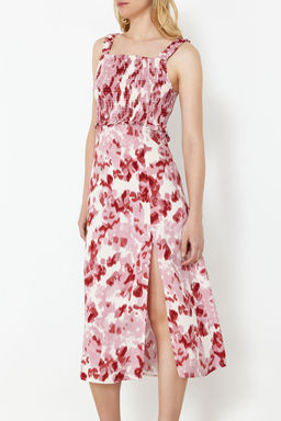 Gul Kurusu soyut Desenli A Kesim Gipe Detayl? Viskon Midi Dokuma Elbise TWOSS24EL00701 - Trendyolmilla фото 5