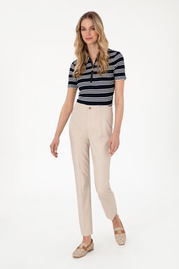 Kad_n Ta_ Slim Flare Cropped Fit Kanvas Pantolon