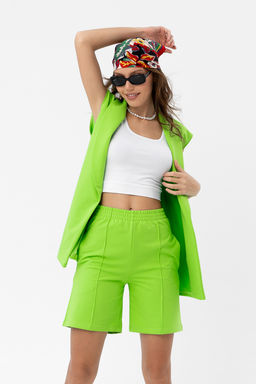 Шорты из хлопкового футера с высокой посадкой  Футер 2-х нитка - Solo mio фото 2