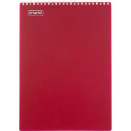 Блокнот А4 80л Attache гребень клетка пластик бордов с тиснением фото 2