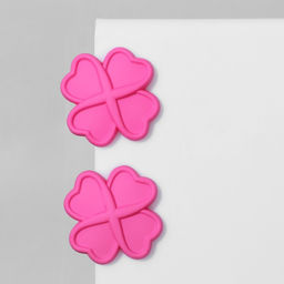 Серьги металл Клевер с сердцами, цвет розовый