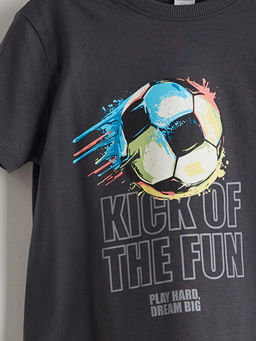 Bask?l? Pamuklu Erkek ?ocuk Ti??rt