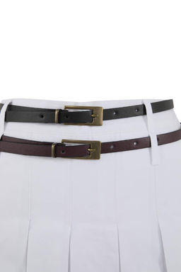 Beyaz %100 Pamuk Astarl? Kemerli Piliseli Midi Etek TWOSS26ET00077 - Trendyolmilla фото 2