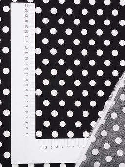 Штапель Белый горох (11мм) цв.черный, ш.1.45м, вискоза-100%, 95гр/м.кв - Купава фото 3