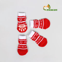 Носки нескользящие Снежинки, M (3/4?7 см), набор 4 шт.