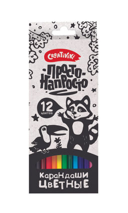 Набор цветных карандашей Creativiki ПРОСТО-НАПРОСТО 12 цв. шестигран. корп. дерев. карт.уп.